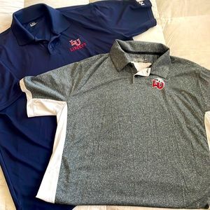Lot of 2 Nike Under Armour Liberty University Flames Polo Shirts Large
